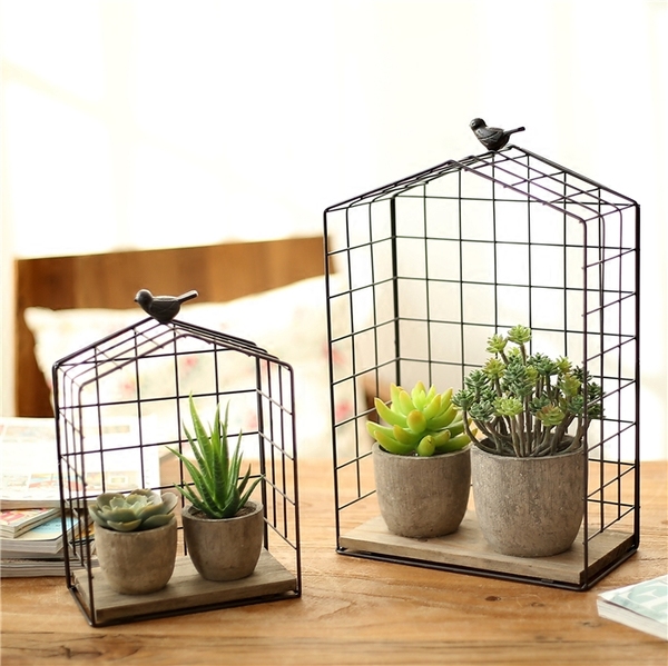 Pre-Order ชั้นวางของพื้นไม้ ทรงกรงนก แบบแขวนได้ Zakka มี 3 ขนาด มีสีดำ กับสีครีม