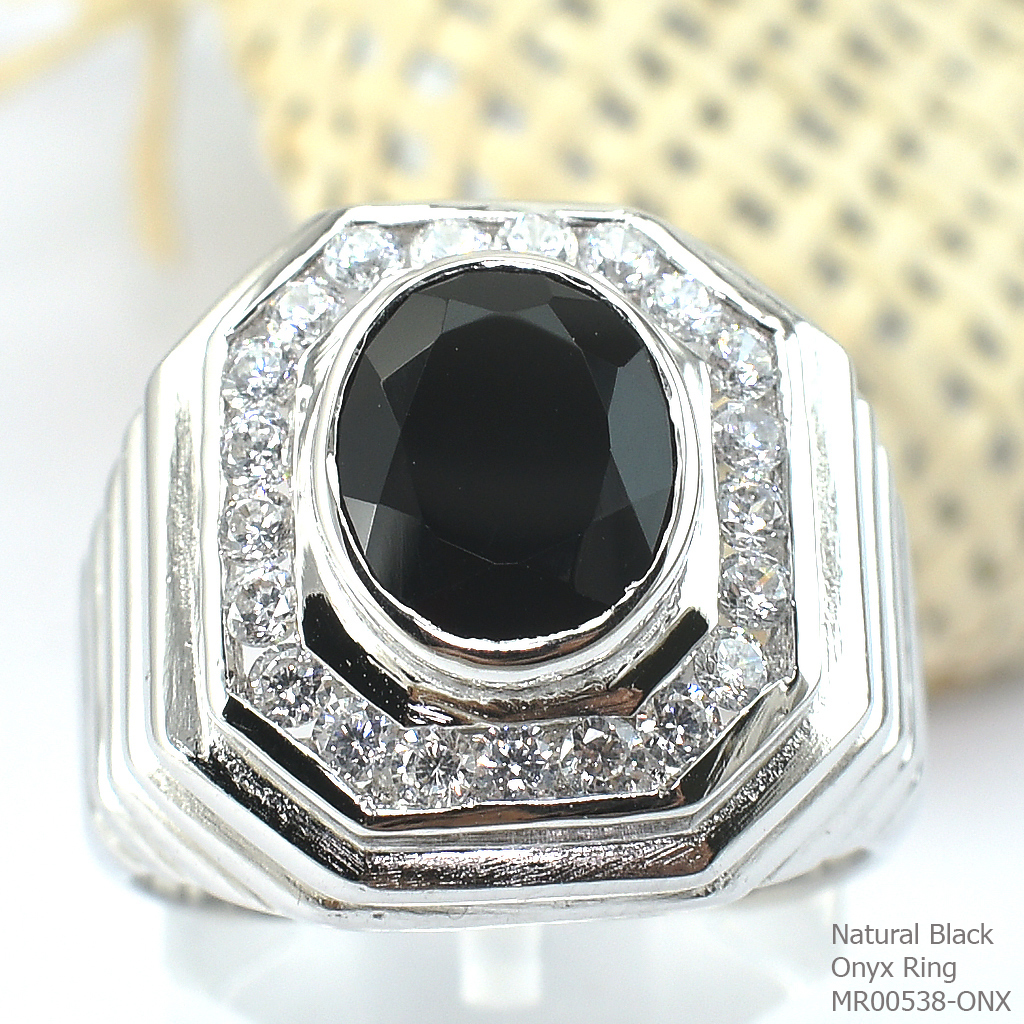 SKJewelryFactory แหวนเงินแท้ 92.5% ฝังพลอยนิลแท้ MR00538-ONX