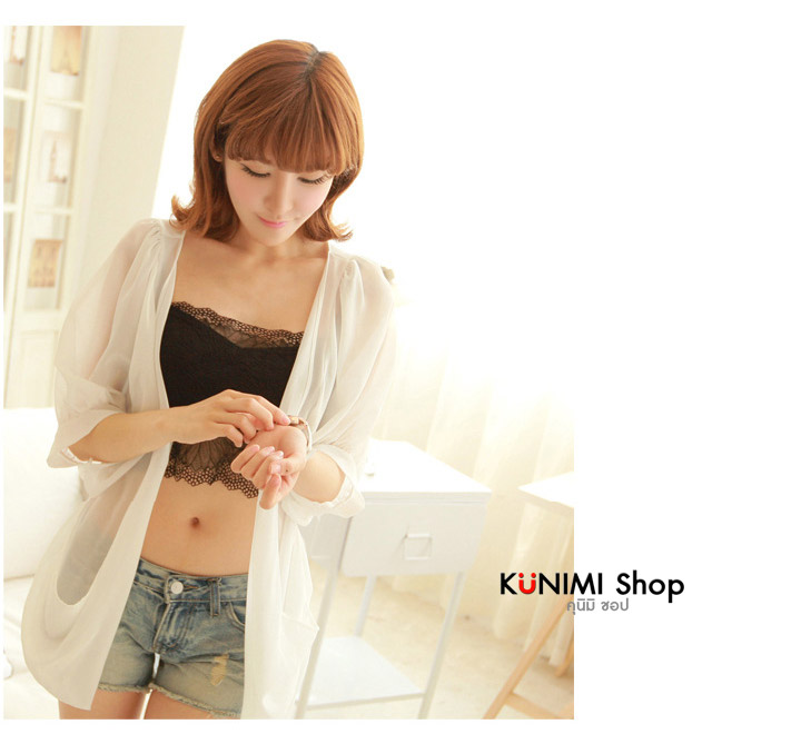  เสื้อกล้ามสายเดี่ยวซับใน ผ้าลูกไม้ครึ่งตัว ทั้งด้านหน้าและด้านหลัง สายเสื้อปรับขนาดได้ มีผ้าซับในอีกชั้นครึ่งตัว ผ้ายืดใส่สบาย สวย เซ็กซี่มากคะ จะใส่เดี่ยวๆ หรือ จะใส่ชุดกับเสื้อคลุมอีกตัวก็ดูดีคะ ขนาด : FREE SIZE มี 2 สี : ขาว ดำ 