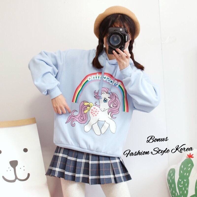 เสื้อเกาหลี พร้อมส่ง เสื้อกันหนาว ลายม้าน้อยโพนี่