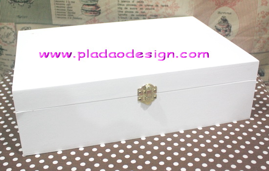 ชิ้นงานดิบ ไม้ MDF ทำสีขาวแล้ว ใช้ทำ Decoupage งานเพนท์ กล่องไม้มีล็อค ขนาด 9"x13"
