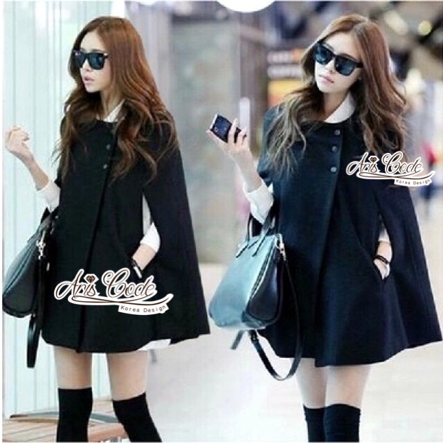 พร้อมส่ง โค้ทWool ใส่ได้ทั้ง2แบบ ด้านหน้าเจาะช่องแขน