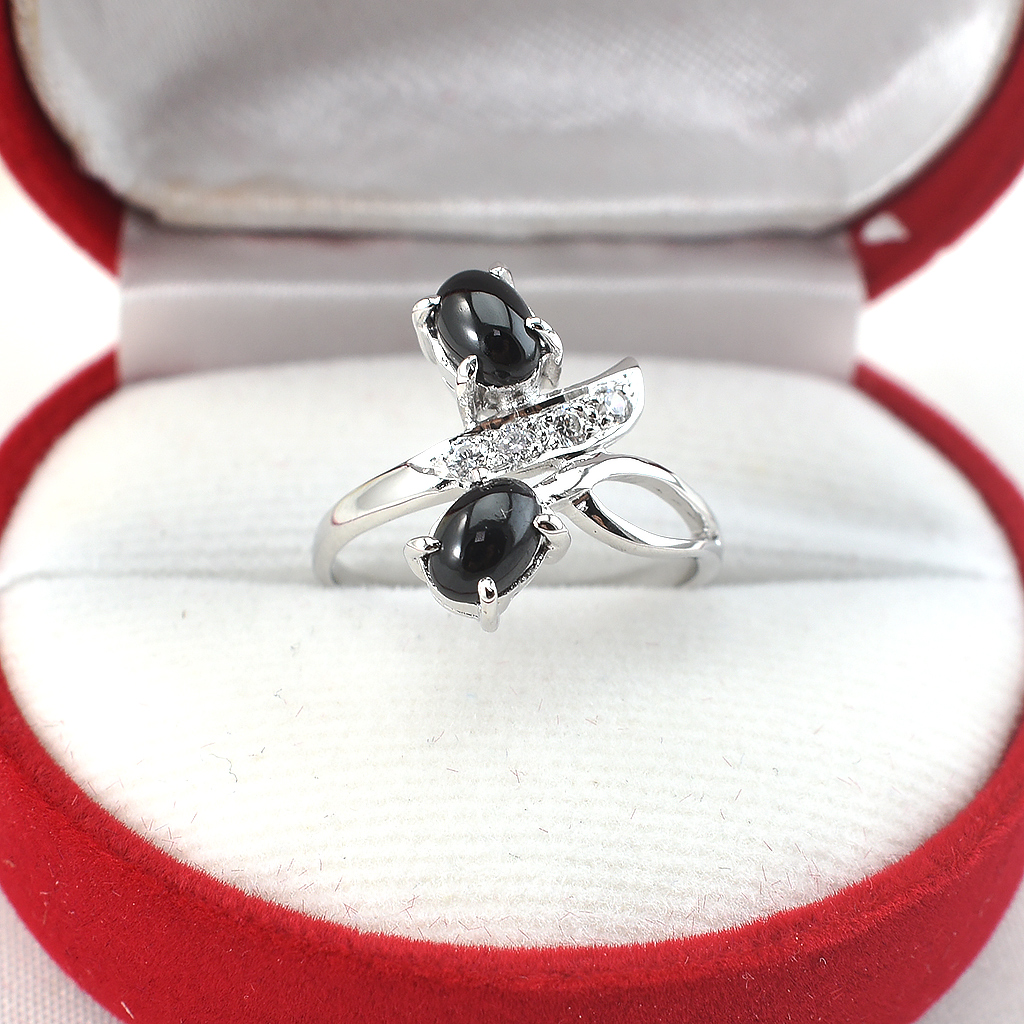 SKJewelryFactory แหวนนิล นิลแท้ สไตล์แหวนพลอยคู่ ER00219-ONC