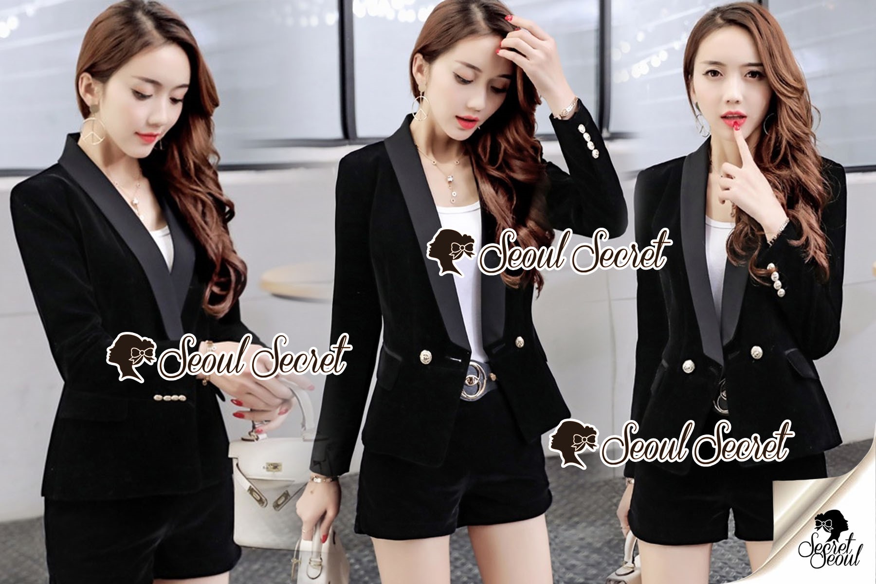 พร้อมส่ง เสื้อสูทเข้ารูปกับกางเกงขาสั้น