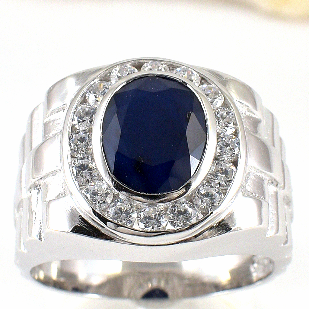 SKJewelryFactory แหวนชายพลอยไพลินแท้ เสริมอำนาจ บารมีและความมั่นคง MR00541-BSA