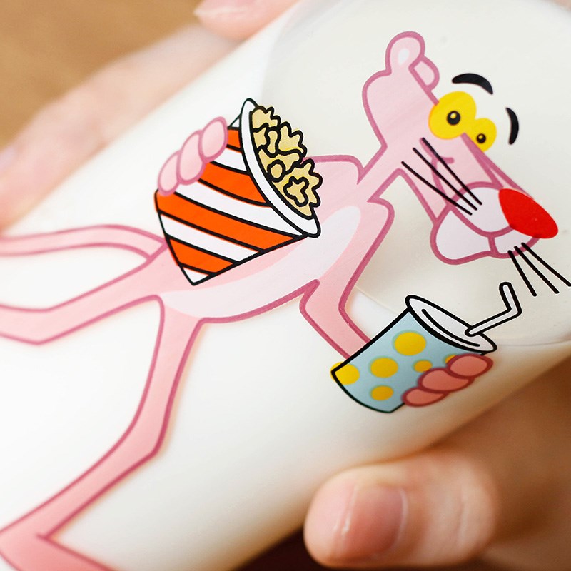 ขวดน้ำ ขวดนม Pink Panther พกพา แก้ว borosilicate ฝาปิดสนิท ขนาด 480 ml.