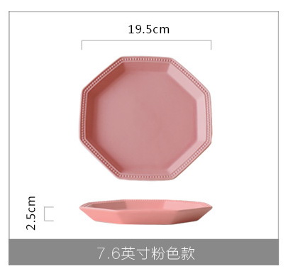 Pre-Order จานเซรามิคทรงแปดเหลี่ยม คาว หวาน มี 8 สี