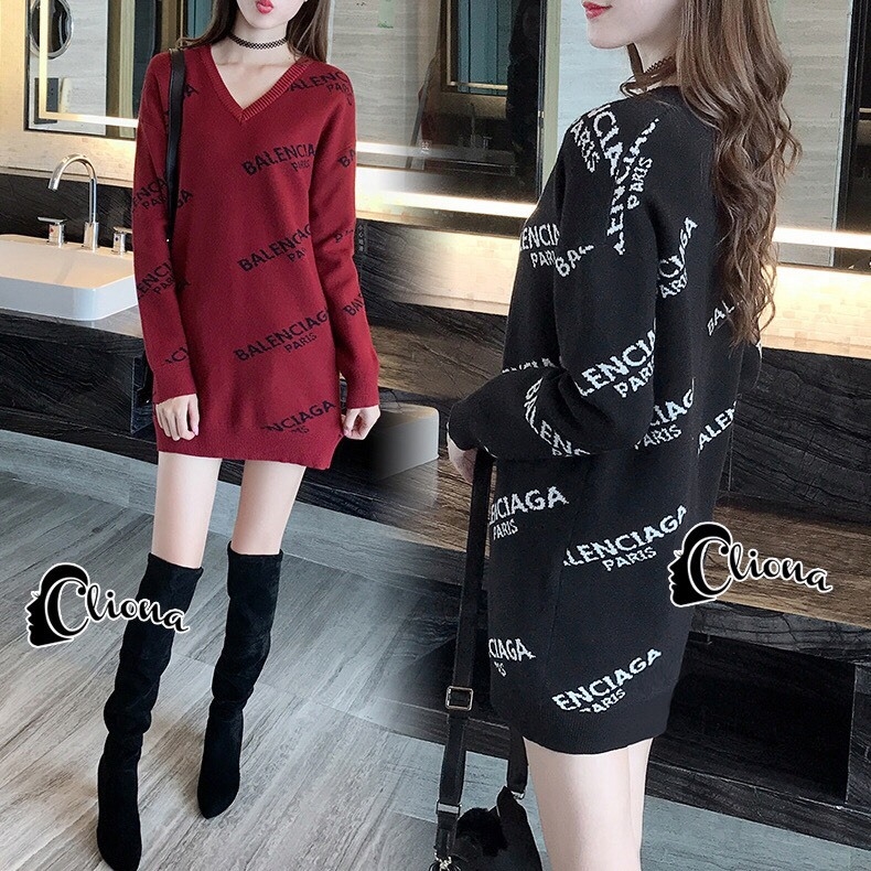 เดรสเกาหลี พร้อมส่ง มินิเดรส ไหมพรม มี 2 สี