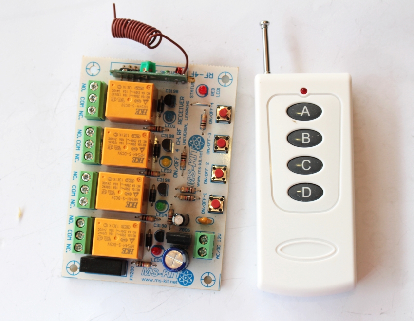 RF -4F รีโมท คอนโทรล 4 ช่อง ใช้ไฟ AC-DC