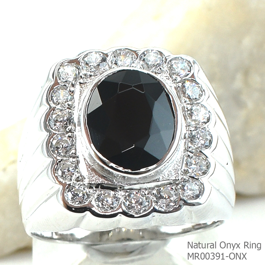 SKJewelryFactory แหวนนิลแท้ นิลล้อมเพชร MR00391-ONX