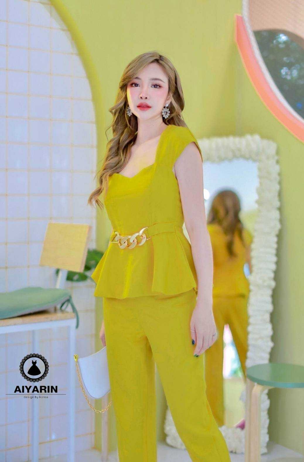 เสื้อผ้าเกาหลี พร้อมส่ง set เสื้อชายระบาย