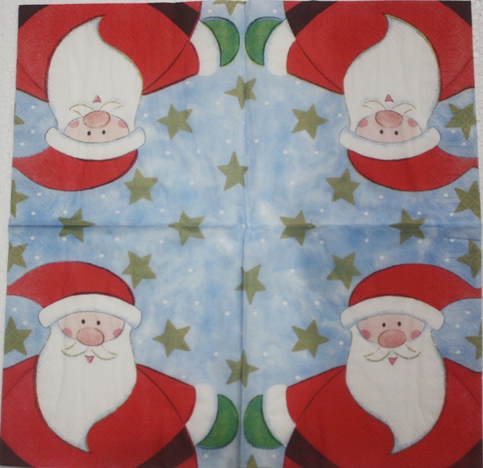 แนวภาพคริสต์มาส Santa การ์ตูน เป็นภาพบล็อค 4 กระดาษแนพกิ้นสำหรับทำงาน เดคูพาจ Decoupage Paper Napkins ขนาด 33X33cm สำเนา