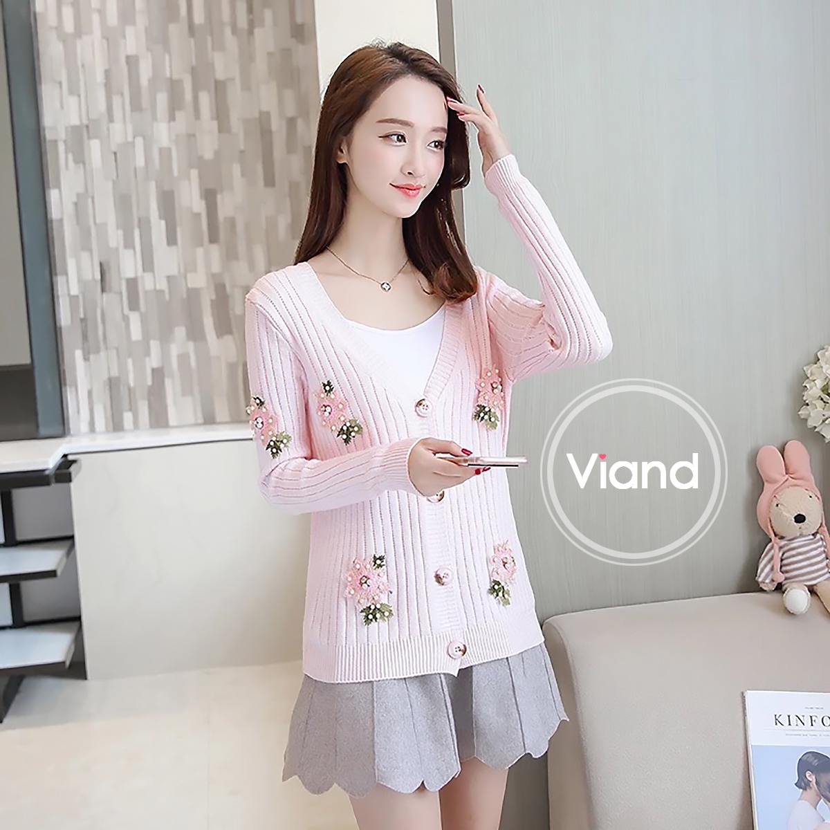 เสื้อเกาหลี พร้อมส่ง เสื้อคลุมไหมพรม เนื้อนิ่มมากๆ
