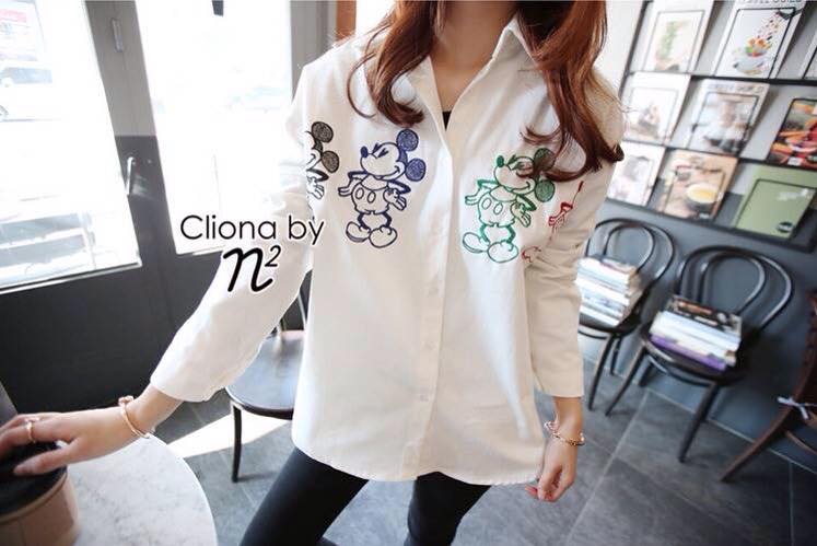 พร้อมส่ง Long Sleeves Shirt สีขาว แขนยาวทรงคอปก