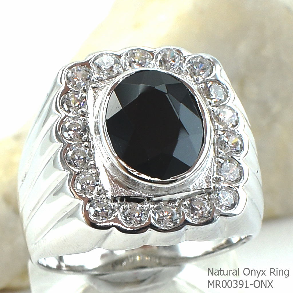 SKJewelryFactory แหวนนิลแท้ นิลล้อมเพชร MR00391-ONX