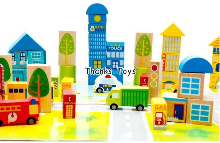 บล็อกไม้สร้างเมือง 62 ชิ้น