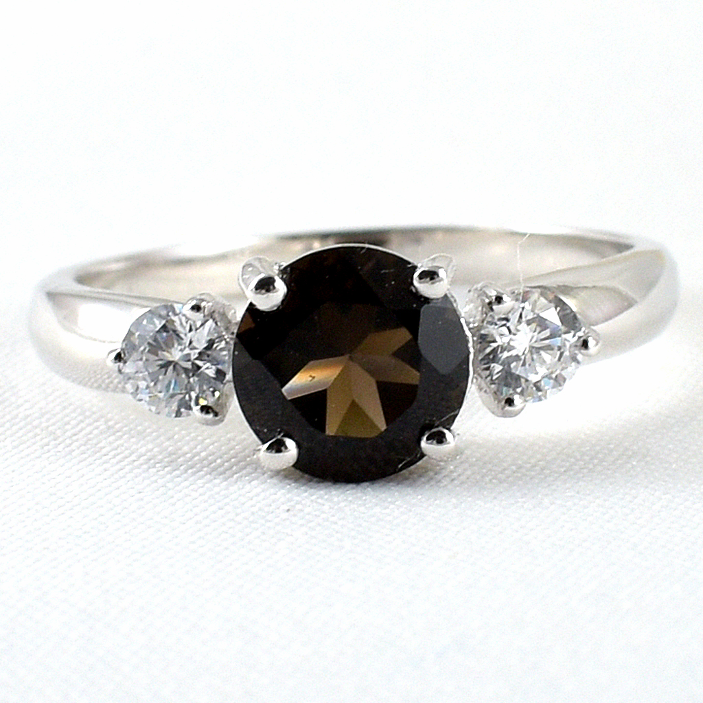 SKJewelryFactory แหวนสุดฮิต แหวนเพลอยสโมกกี้ควอทซ์แท้ ER01232-SMQ