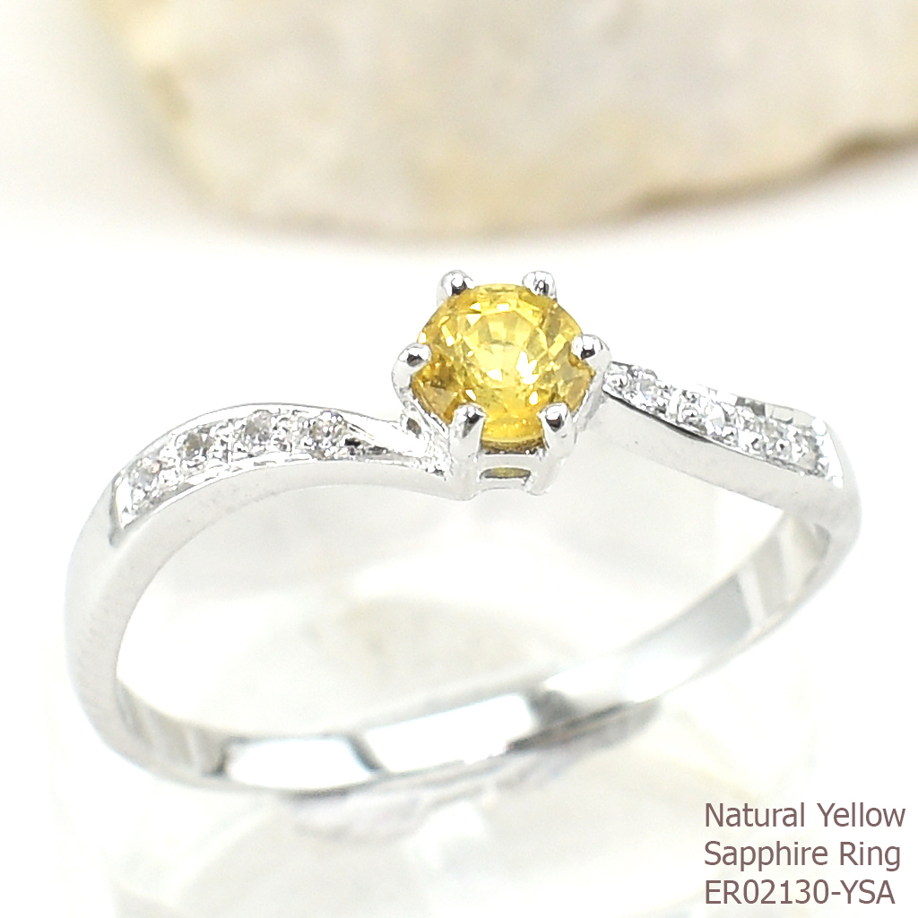 SKJewelryfactory แหวนเงินแท้ ฝังพลอยบุษราคัมแท้ ดีไซด์น่ารัก ER02130-YSA