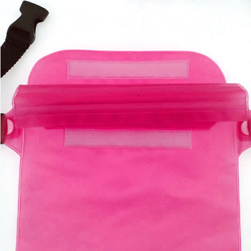 กระเป๋ากันน้ำคาดเอว สะพายได้ ใส่ของ ใส่มือถือ สีชมพู