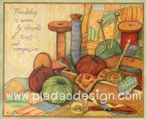 กระดาษอาร์ตพิมพ์ลาย สำหรับทำงาน เดคูพาจ Decoupage แนวภาำพ friendship ไหมพรม หลากสีสำหรับใช้ถักทอ ออกสีสไตล์วินเทจ (ปลาดาวดีไซน์)