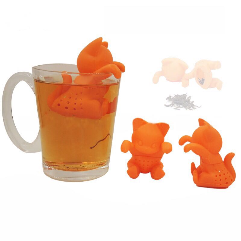 Pre-Order ที่กรองชา ซิลิโคน tea infuser ลายลูกแมว สีส้ม