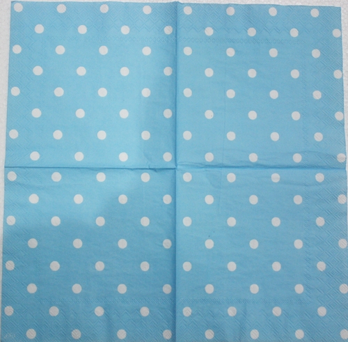 แนวภาพ Cath Kidston Polka Dot ลายจุด พื้นฟ้าสดวินเทจ เป็นภาพกระจายเต็มแผ่น กระดาษแนพกิ้นสำหรับทำงาน เดคูพาจ Decoupage Paper Napkins ขนาด 33X33cm