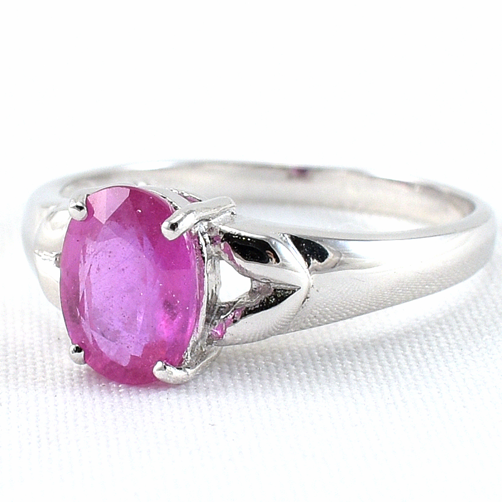 แหวนเงินแท้ฝังพลอยทับทิมแท้ ER01096-RBY