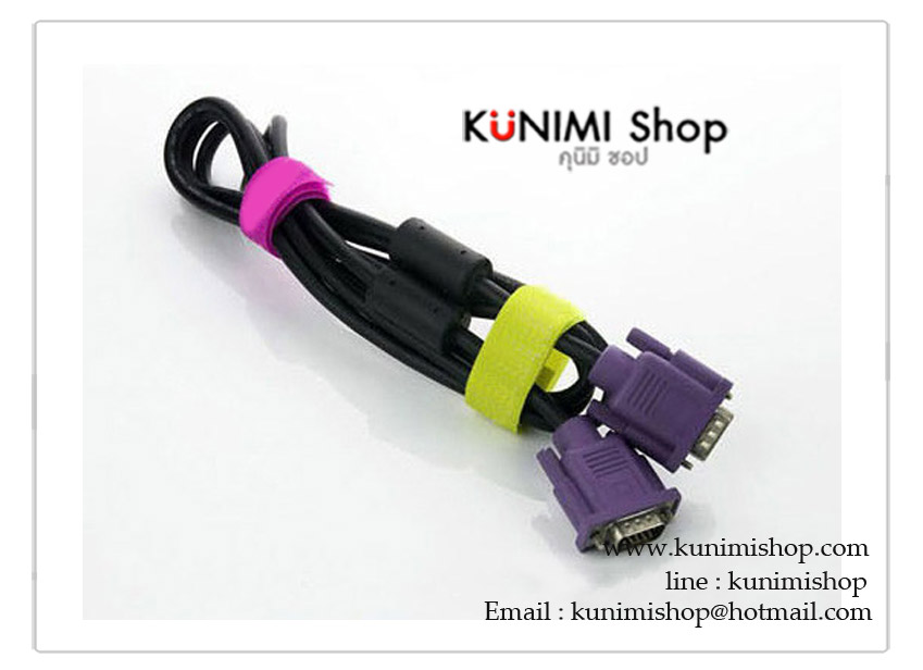 แถบตีนตุ๊กแก Velcro สำหรับ รัดพันสายไฟ สายคอมพิวเตอร์ ให้เป็นระเบียบเรียบร้อย 1 แพ็ค มี 6 ชิ้น (สุ่มคละสี)