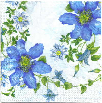 แนวภาพดอกไม้ ดอกไม้สีฟ้า Blue Flower เป็นภาพเต็มแผ่น กระดาษแนพกิ้นสำหรับทำงาน เดคูพาจ Decoupage Paper Napkins ขนาด 33X33cm