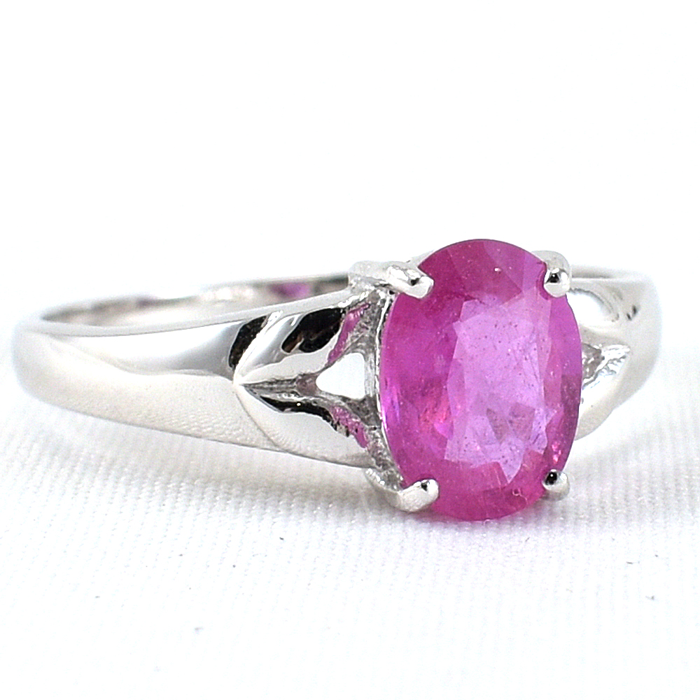 แหวนเงินแท้ฝังพลอยทับทิมแท้ ER01096-RBY