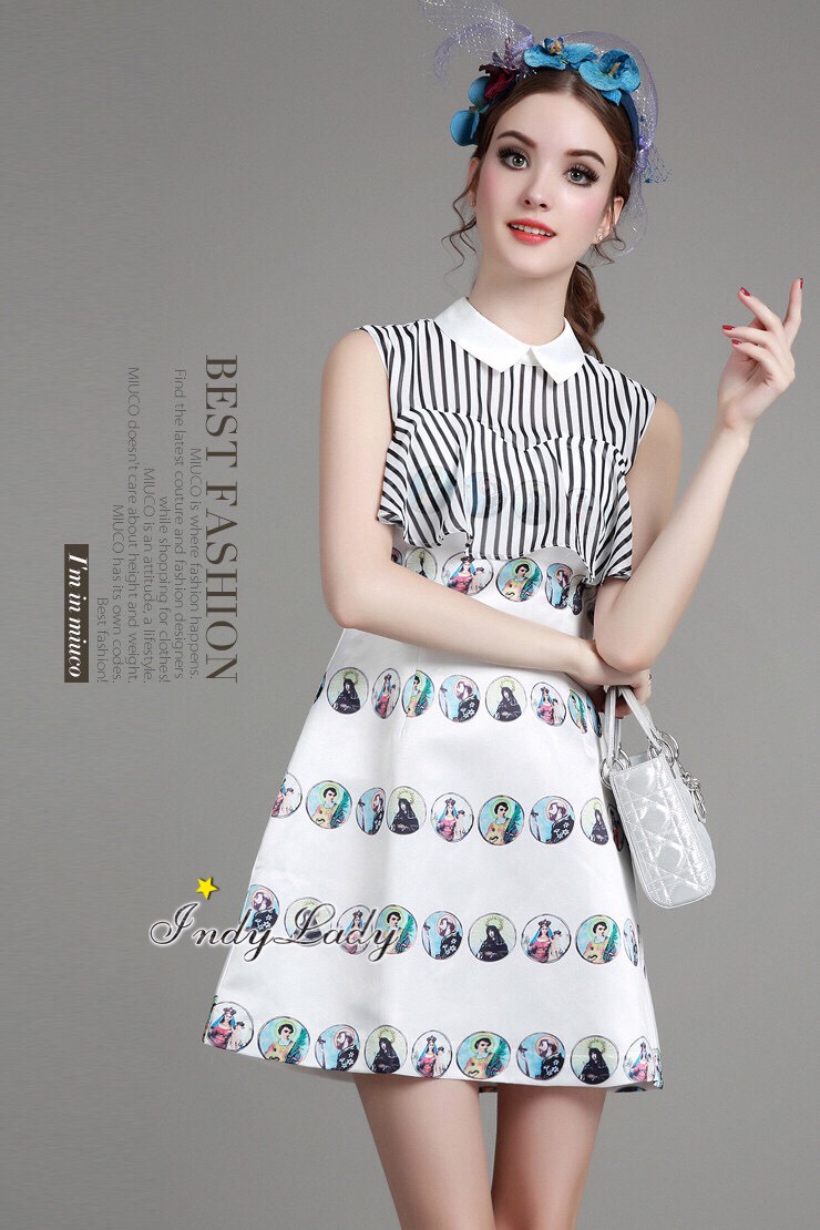พร้อมส่ง เดรสแฟชั่นงาน แบรนด์ D&G ทรงแขนกุด