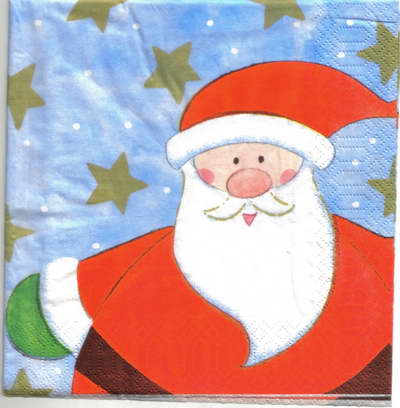 แนวภาพคริสต์มาส Santa การ์ตูน เป็นภาพบล็อค 4 กระดาษแนพกิ้นสำหรับทำงาน เดคูพาจ Decoupage Paper Napkins ขนาด 33X33cm สำเนา