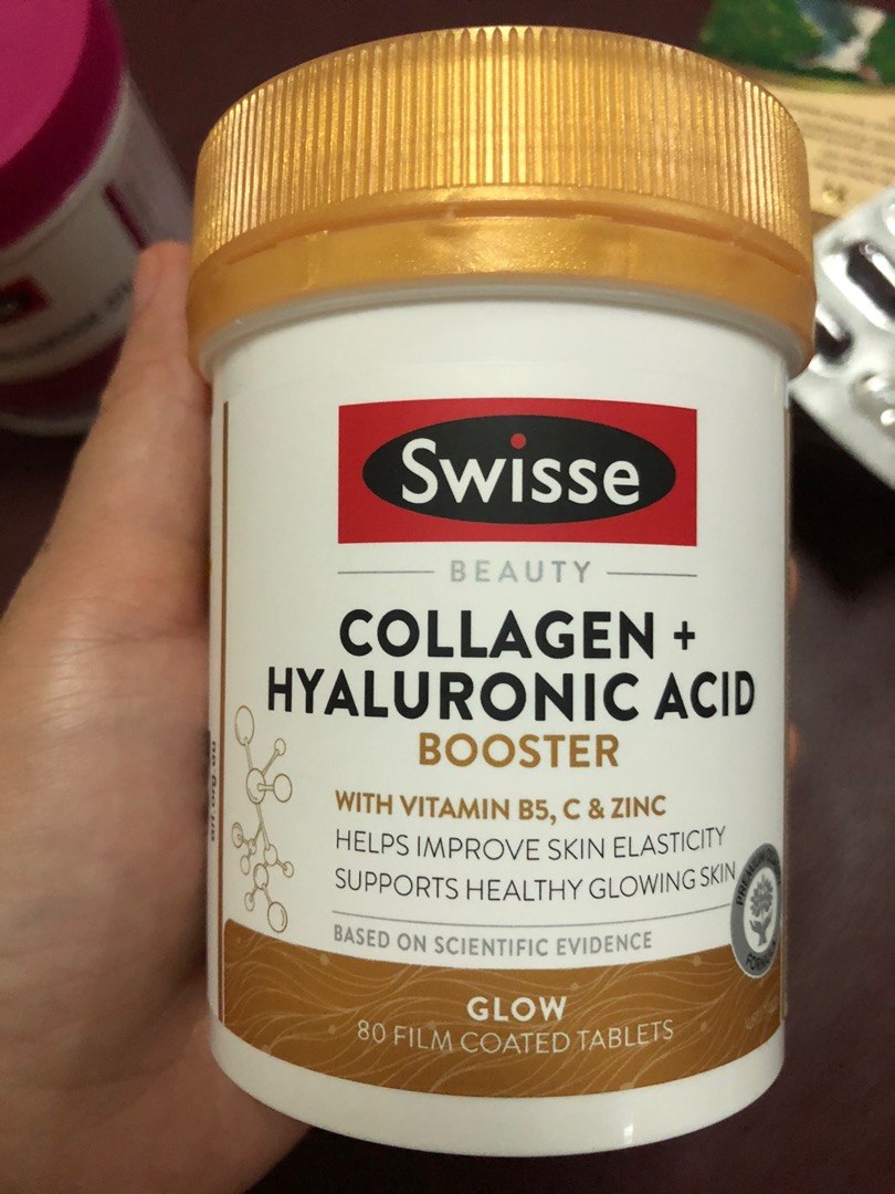 คลอลาเจนสูตรลดผิวแห้งแตกSwisse Beauty Collagen +Hyaluronic Acid Booster 80 เม็ด