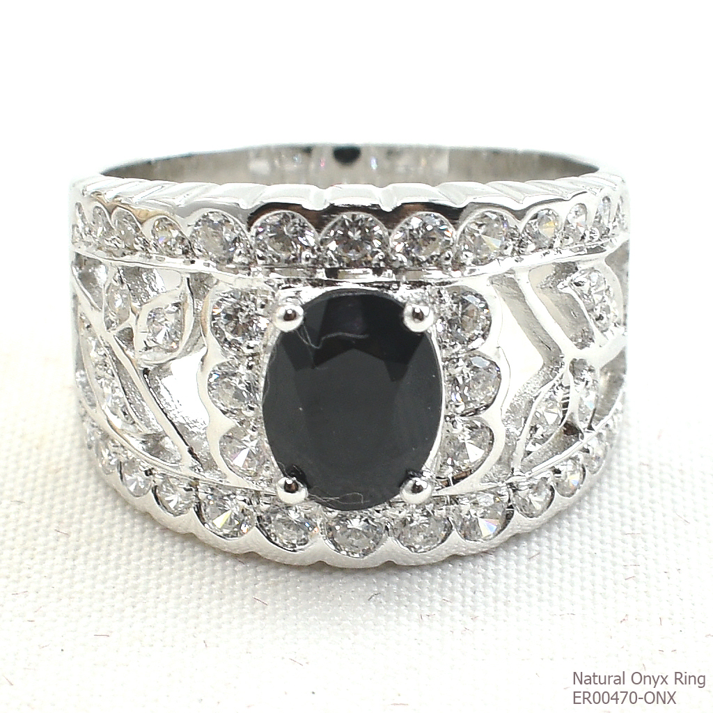 SKJewelryFactory แหวนนิลแท้ ทรงนี้เหมาะมากที่ใส่นิ้วกลาง ตัวเรือนแข็งแรง ทำจากวัสดุเงินแท้ ER00470-ONX
