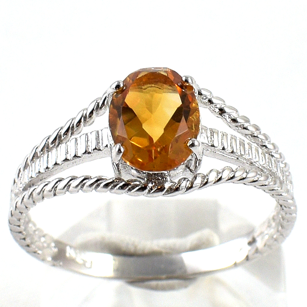 SKJewelryfactory แหวนพลอยซิทรินแท้ สร้างความโดดเด่น ตัวเรือนลายเกลียว ER00026-CIT