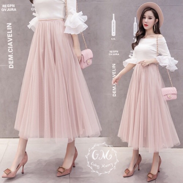 พร้อมส่ง กระโปรงมุ้ง ฟรุ้งฟริ้ง ผ้ามุ้ง 2 ชั้น