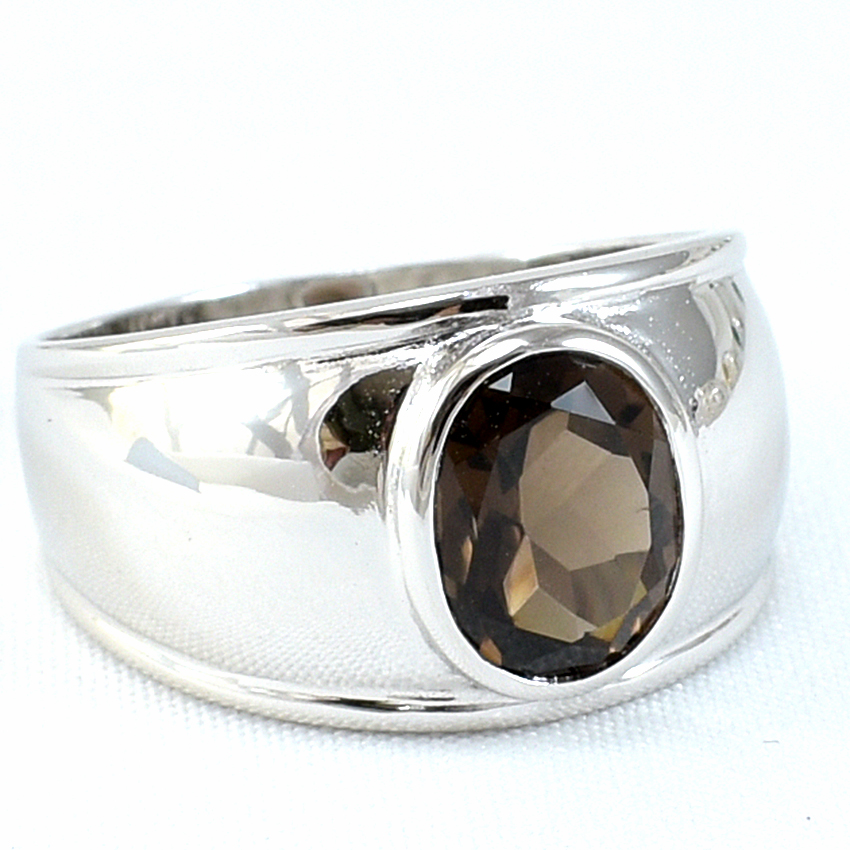 SKJewelryFactory แหวนเงินพลอยสโมกกี้ควอทซ์แท้ ER00849-SMQ
