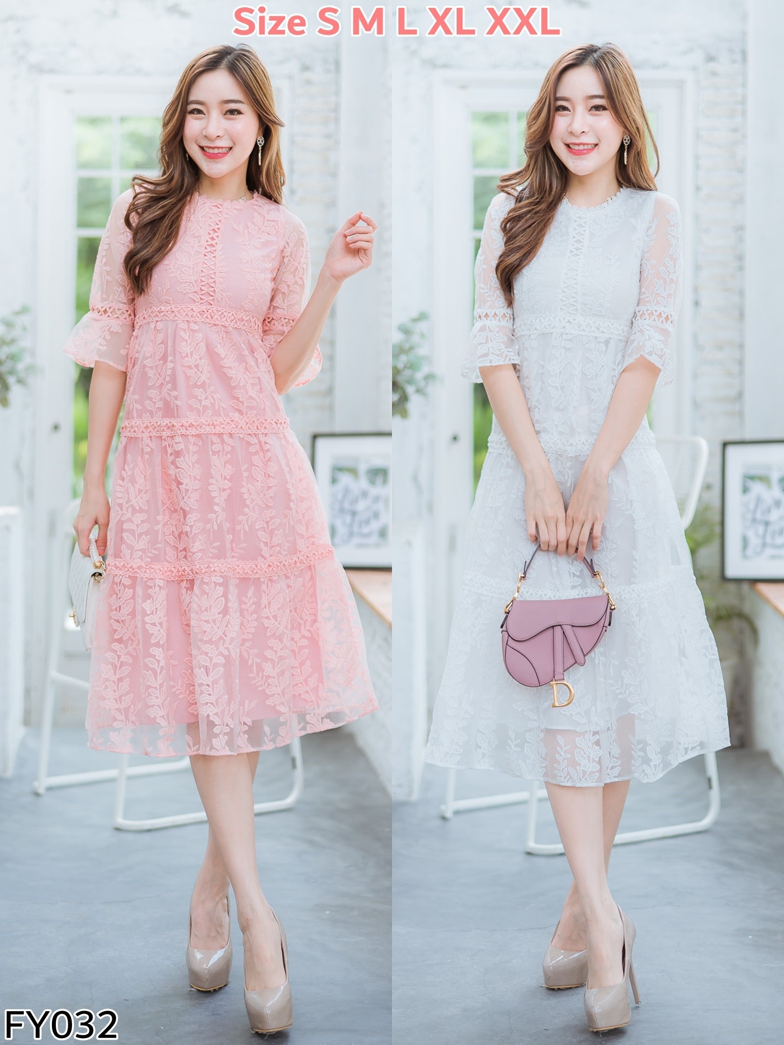 ชุดเดรสเกาหลี พร้อมส่ง งานคุณภาพ ป้าย Fairy&Angel