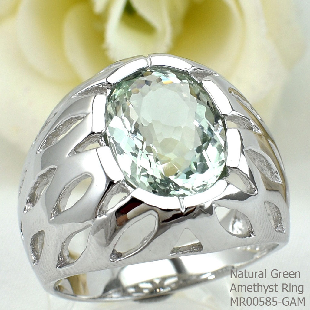 SKJewelryFactory แหวนพลอยกรีนแอมิทิสต์แท้ Pazolite Quartz MR00585-GAM