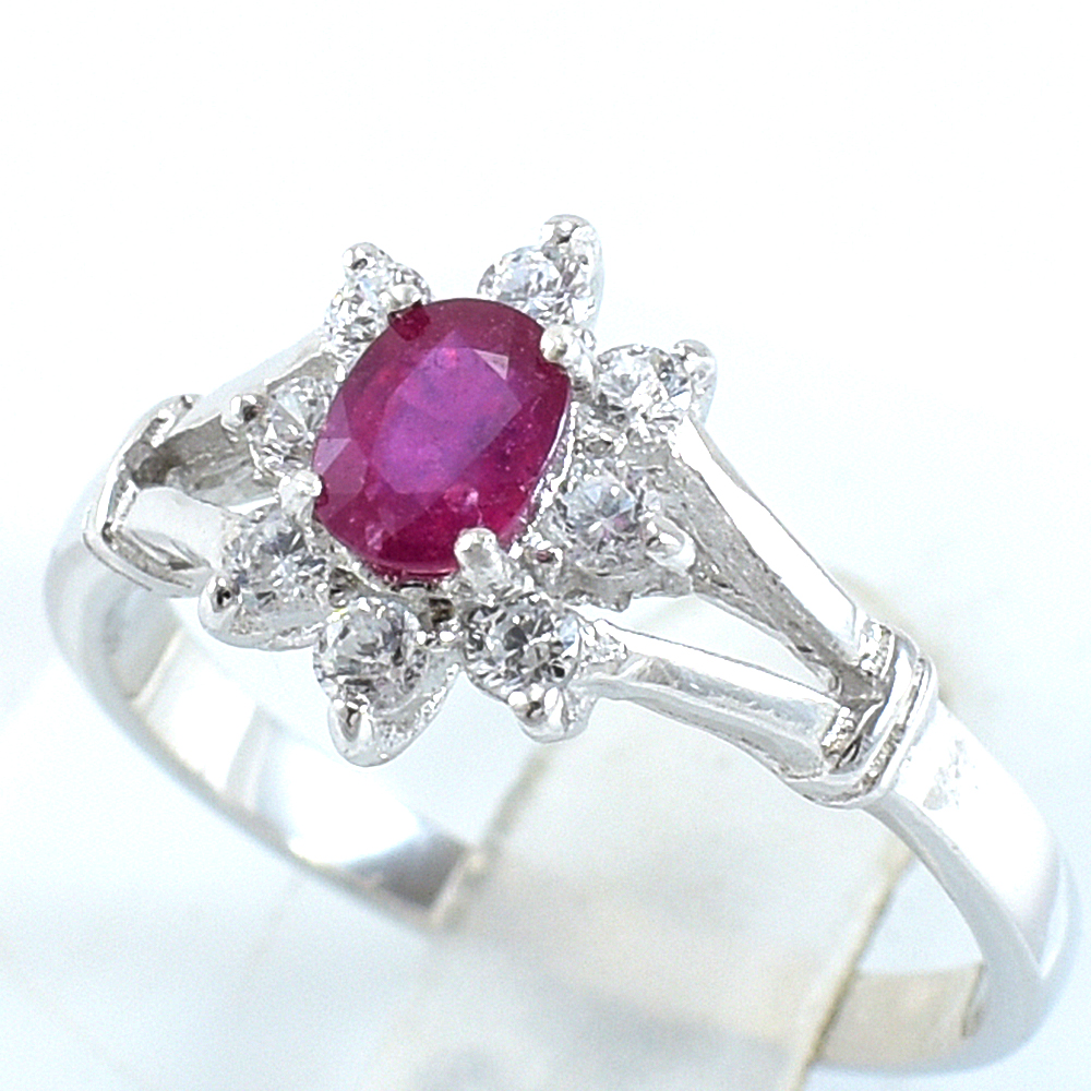 SKJewelryfactory แหวนทับทิมแท้ ล้อมเพชร ER01228-RBY