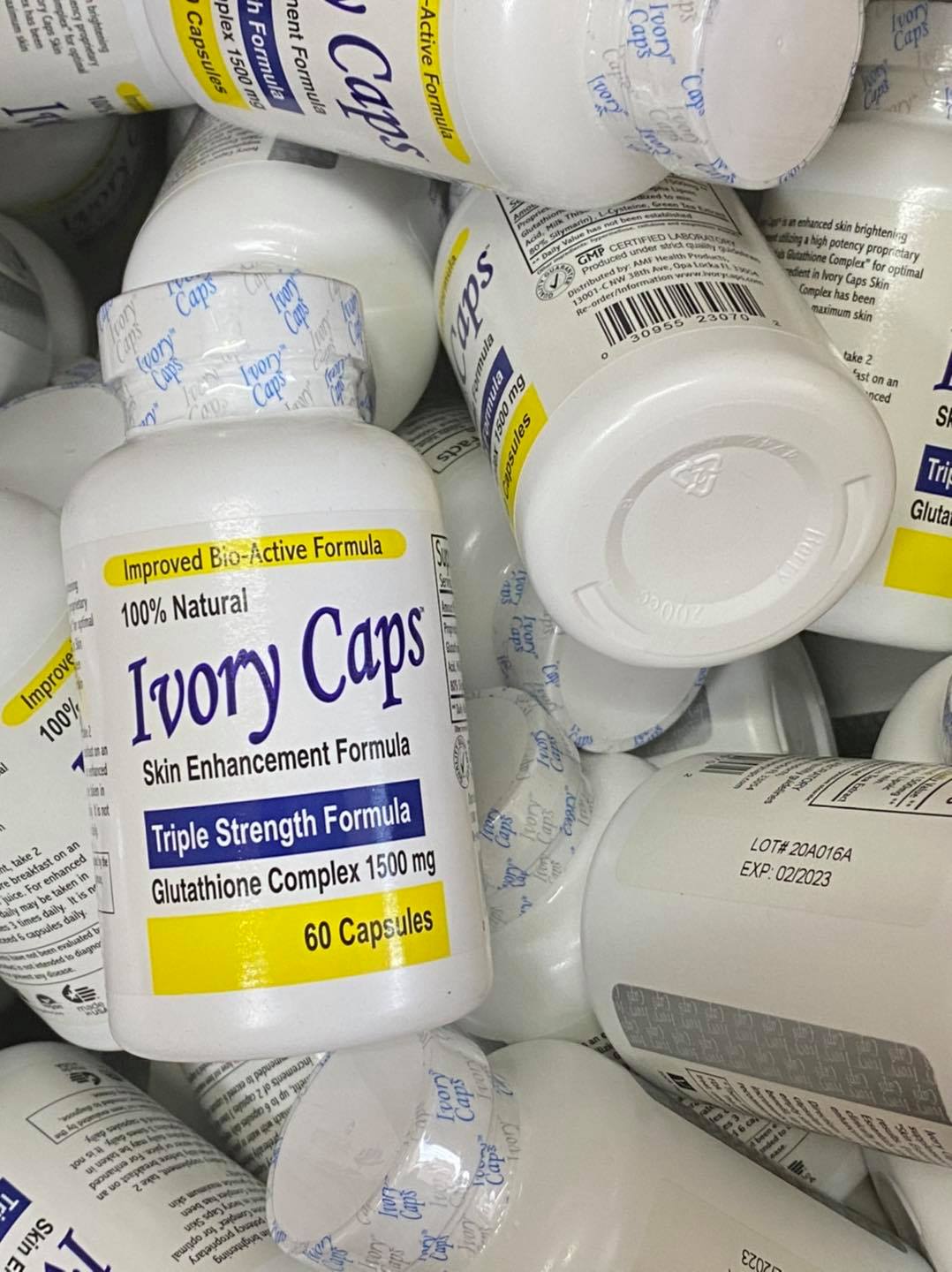 กลูต้าผิวขาวIvory Caps Skin Enhancement Glutathione Complex 1500mg - Triple Strength Formula