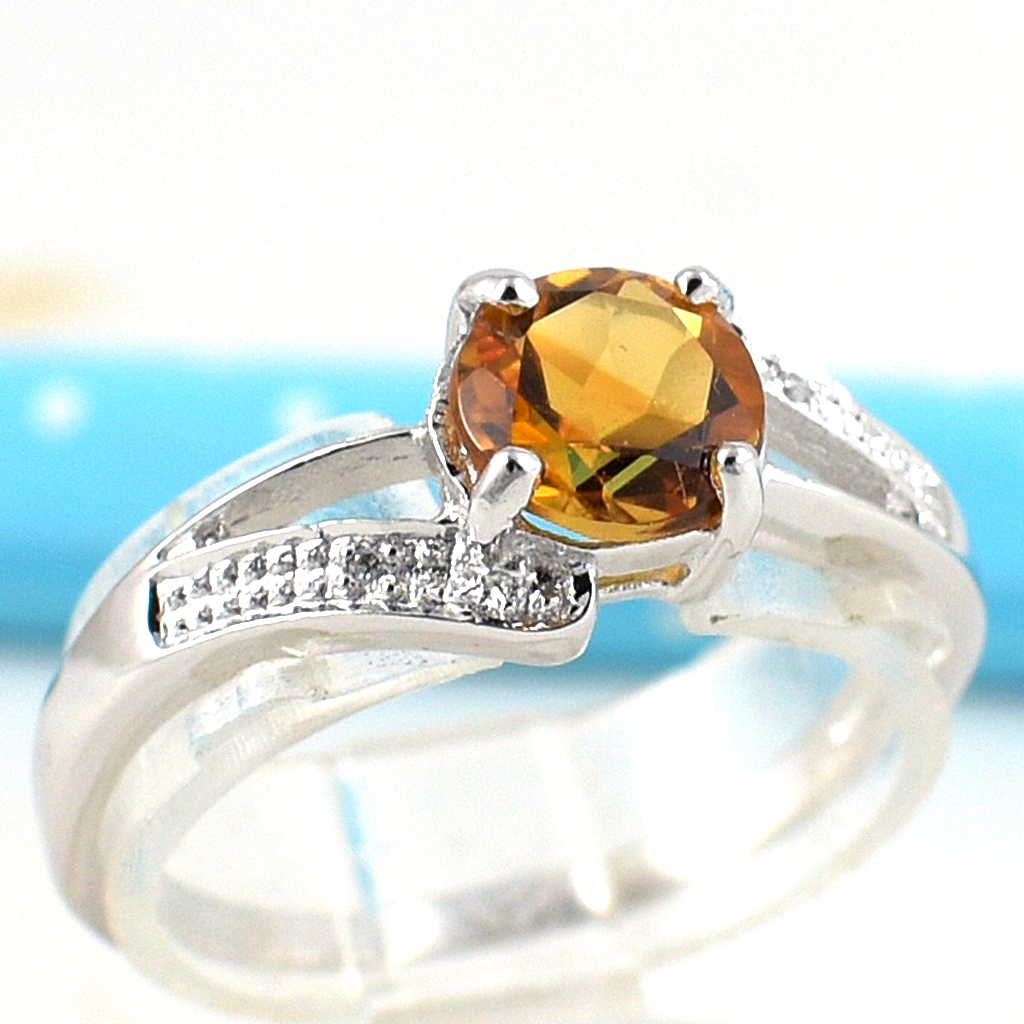 SKJewelryfactory แหวนซิทรินแท้ แหวนพลอยกลม สไตล์น่ารัก ER02415-CIT