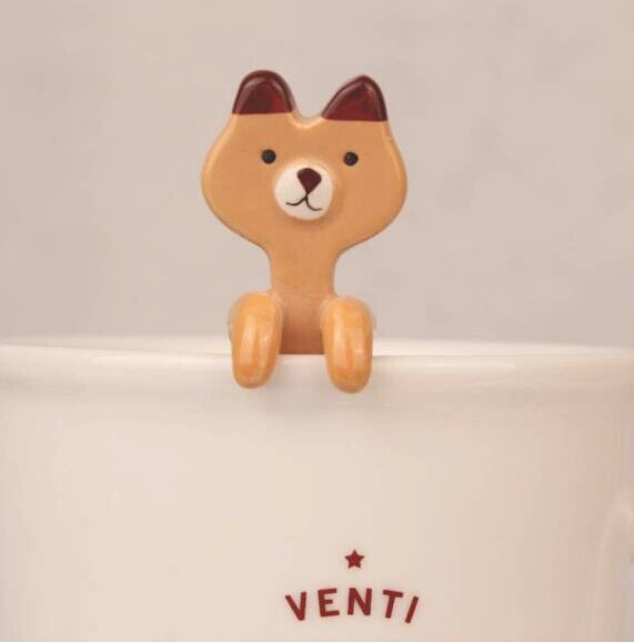 พร้อมส่ง ช้อนกาแฟเซรามิครูปสัตว์ แบบเกี่ยวข้างแก้ว มี 5 ลาย