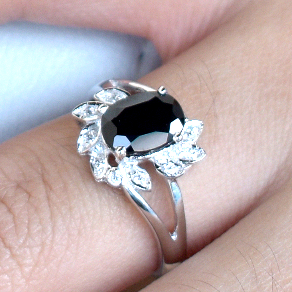 SKJewelryFactory แหวนนิลแท้ ตัวเรือนเงินแท้ ER01139-ONX
