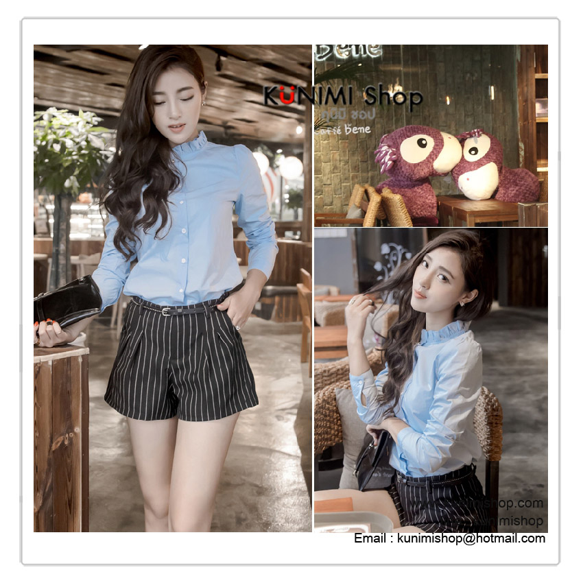  เสื้อเชิ้ต คอเต๋าระบาย แขนยาว กระดุมผ่าหน้า ใส่ได้หลายโอกาสคะ Size : M ( รอบอกไม่เกิน 35 นิ้วคะ) เนื้อผ้า : ผ้าฝ้ายคุณภาพสูง มี 4 สี : สีขาว , สีดำ , สีฟ้า , สีชมพู