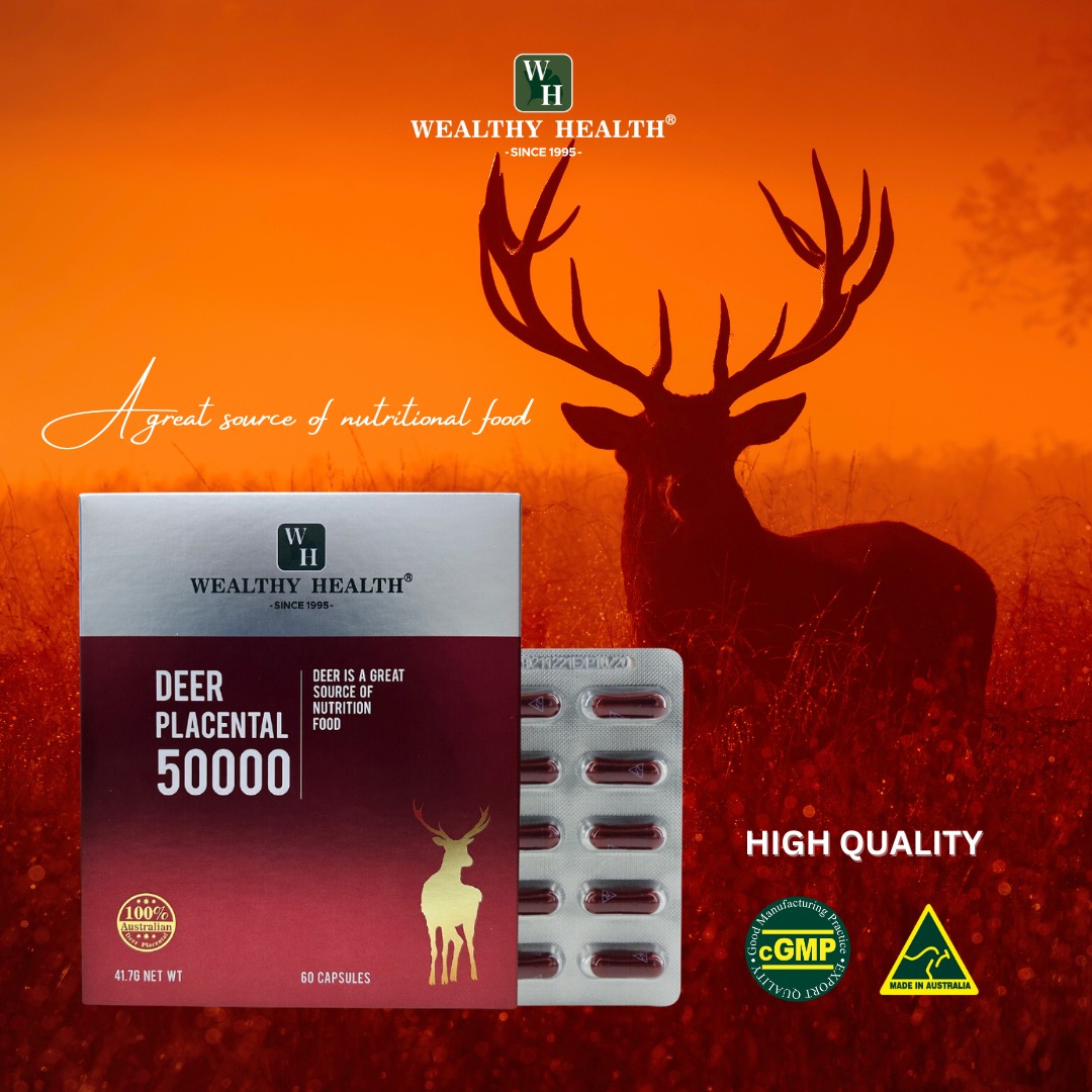 รกกวาง-Wealthy Health-Deer Placental 50000 60 Capsules