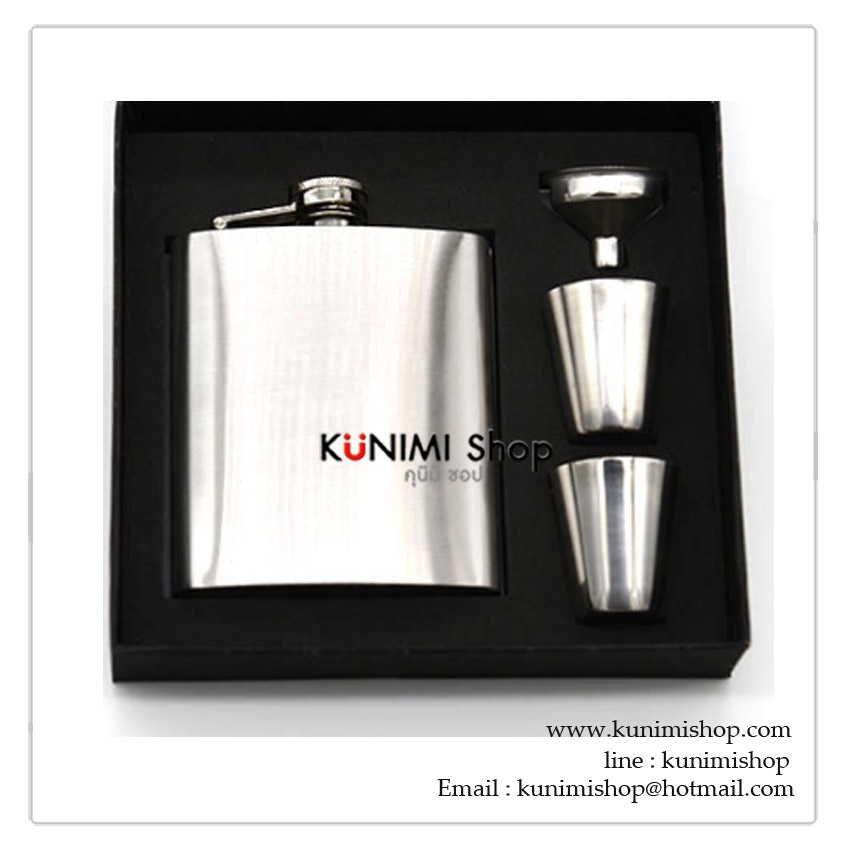 K007P ชุดเซ็ตกระป๋องใส่เหล้า 7 OZ สแตนเลส (พร้อมถ้วยและกรวยสแตนเลส)