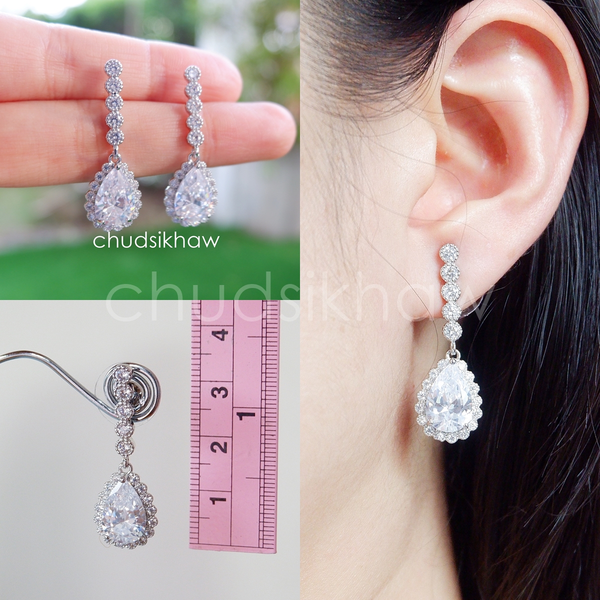 รวมแบบต่างหู รูปอัพเดทล่าสุด (ต่างหูแบบเจาะหู ก้านทำจากเงิน หรือ ชุบเงิน เพชร cz)