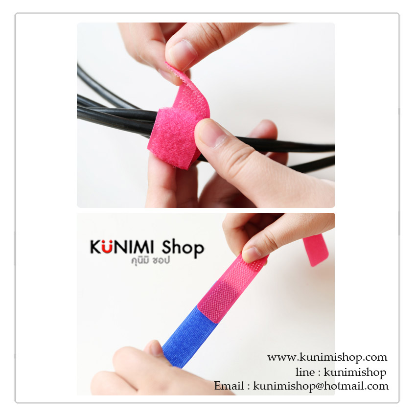 แถบตีนตุ๊กแก Velcro สำหรับ รัดพันสายไฟ สายคอมพิวเตอร์ ให้เป็นระเบียบเรียบร้อย 1 แพ็ค มี 6 ชิ้น (สุ่มคละสี)