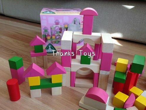 บล็อกไม้ ELC 100 ชิ้น สีชมพู